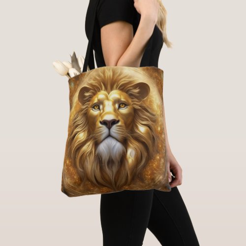 Stunning Gold Lion Head Tote Bag