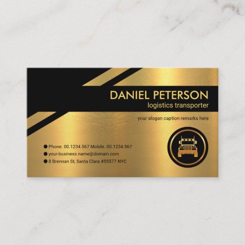 Stunning Gold Logistics Route Trucking Driver Business Card