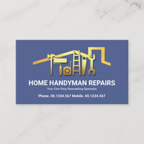 Stunning Gold Rooftop Handyman Tools Business Card
