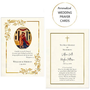 Stunning Gold Scrolls Orthodox Wedding Prayer Card