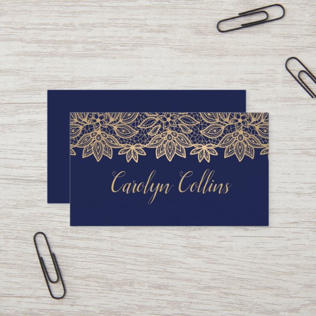Stunning Gold Tone Lacy Business Card (Front/Back In Situ)