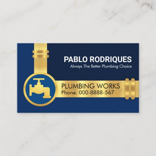 Stunning Gold Water Piping Plumber Business Card