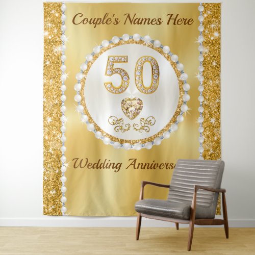 Stunning Golden 50th Anniversary Backdrop 