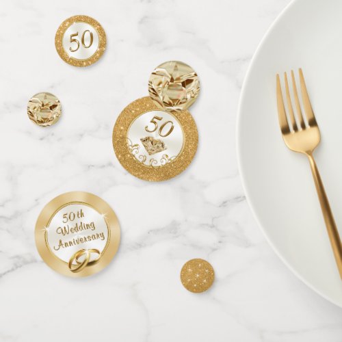 Stunning Golden 50th Anniversary Confetti Table Confetti