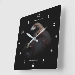 Stunning Golden Eagles Beauties Thru the Bars Square Wall Clock