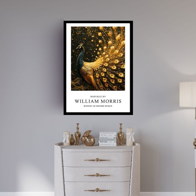 Stunning golden peacock William Morris inspired Framed Art (Stunning golden peacock William Morris inspired Framed Art)