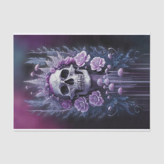 Stunning Goth Skull on Plum, Midnight Macabre Tissue Paper (Front)