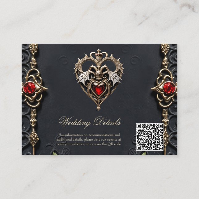 Stunning gothic heart  enclosure card (Front)