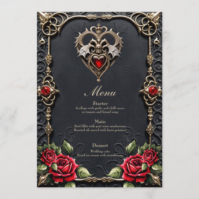 Stunning gothic heart  menu (Front)