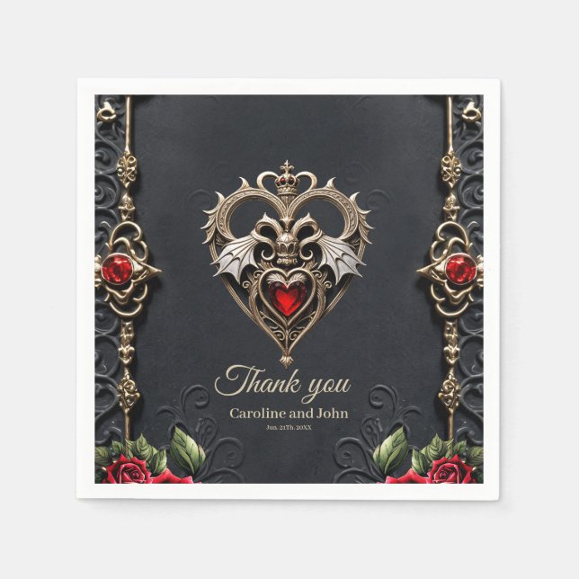 Stunning gothic heart napkins (Front)