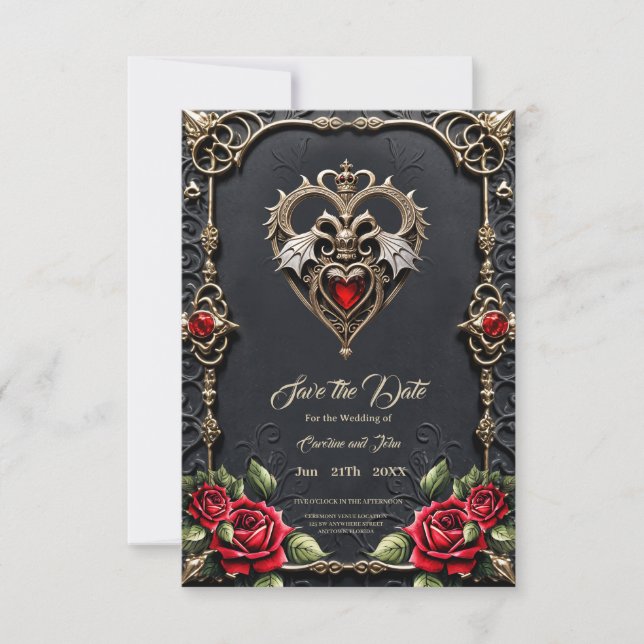 Stunning gothic heart  thank you card (Front)