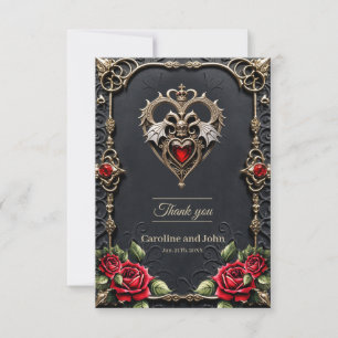 Stunning gothic heart  thank you card
