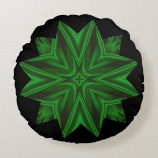 Stunning Green and Black Abstract Satin Pattern Round Pillow