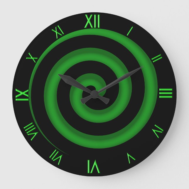 Stunning Green and Black Spiral Wall Clock (Front)
