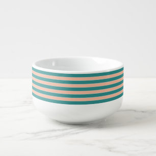 Stunning Green and Tan Stripe Soup Mug