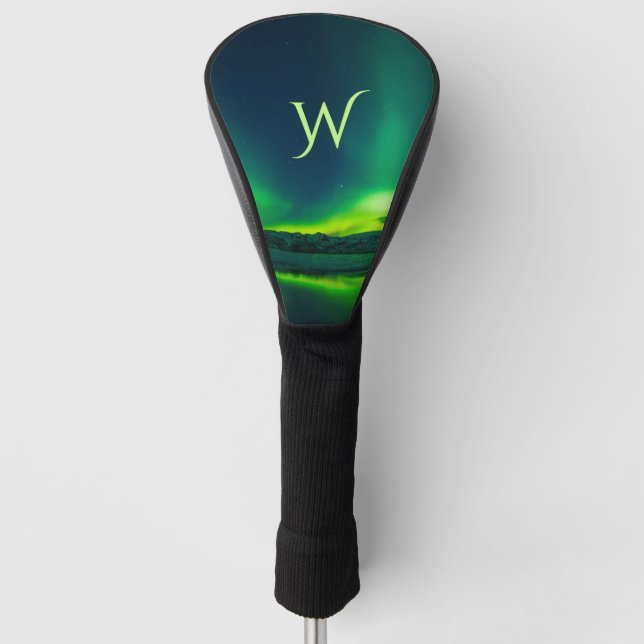 Stunning Green Aurora Golf Head Cover (Front)