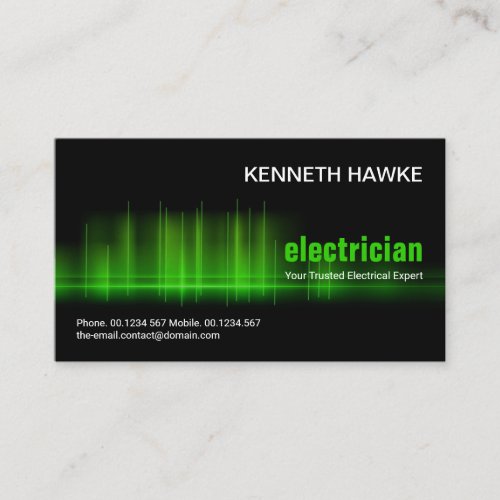 Stunning Green Electrical Wave Pulse Electrician Business Card