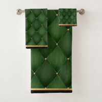 STUNNING Green Gold Black BATHROOM TOWEL SET