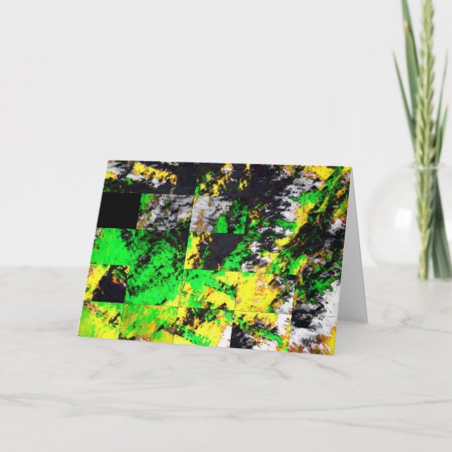 Stunning Green Yellow Abstract Fine Artwork Card (Front)