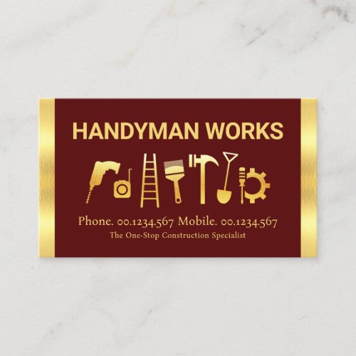 Stunning Handyman Tools With Gold Stripes Business Card