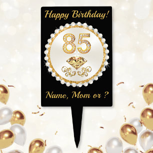Stunning, Happy 85th Birthday Cake Topper, Name Topper