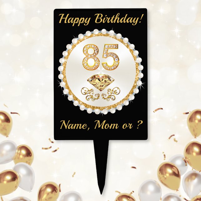 Stunning, Happy 85th Birthday Cake Topper, Name Topper (85th birthday cake topper   85th birthday party ideas for mom, grandma, sister, aunt. 85th birthday.)