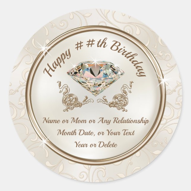 Stunning Happy, Birthday Stickers for Women (Front)