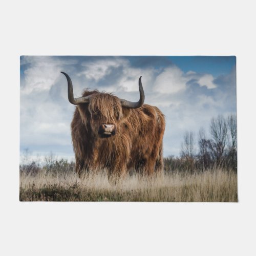 Stunning highland bull in a meadow doormat