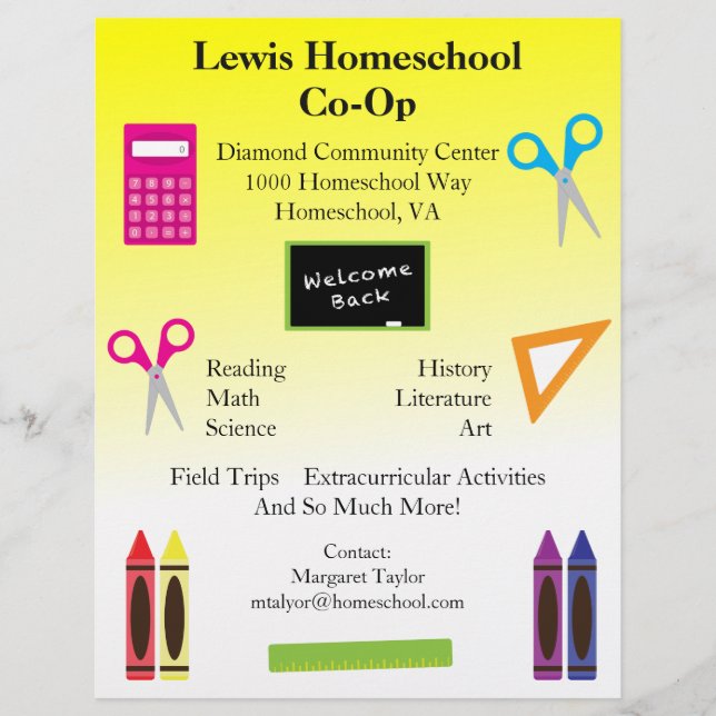Stunning Homeschool Co Op Yellow ombre Flyer (Front)