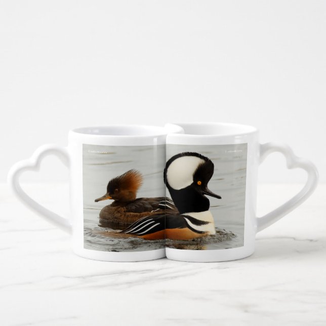Stunning Hooded Merganser Ducks at the Pond Coffee Mug Set (Front Nesting)