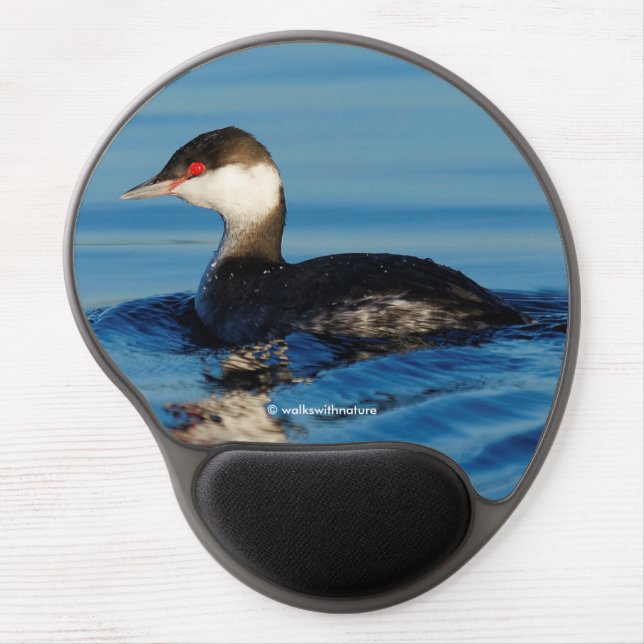 Stunning Horned Grebe Waterbird Swimming Gel Mouse Pad (Front)