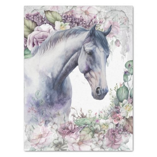 Stunning Horse Gray Floral Tissue Paper