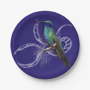 Stunning Hummingbird - personalise by adding name Paper Plates
