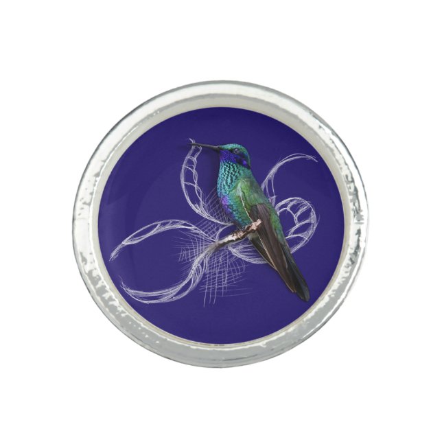 Stunning Hummingbird - personalise by adding name Ring (Front)