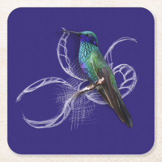 Stunning Hummingbird - personalise by adding name Square Paper Coaster
