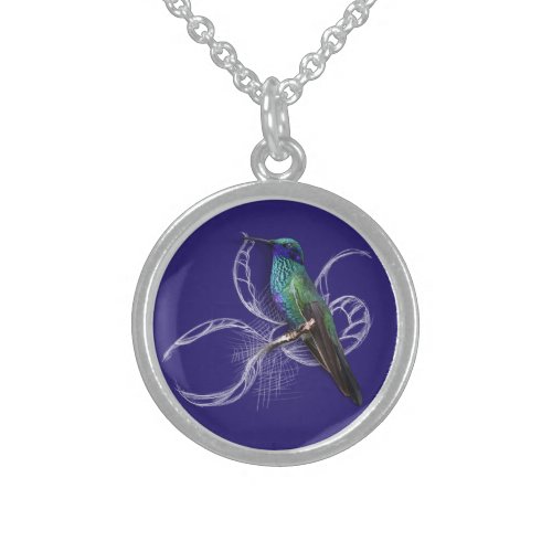 Stunning Hummingbird _ personalise by adding name Sterling Silver Necklace