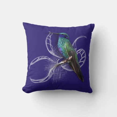 Stunning Hummingbird _ personalise by adding name Throw Pillow