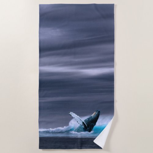 Stunning humpback whale beach towel