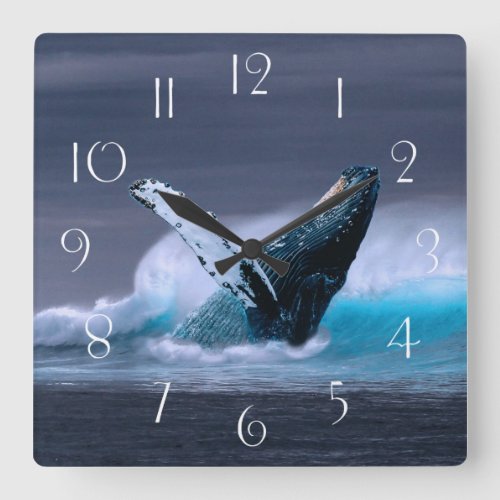 Stunning humpback whale square wall clock
