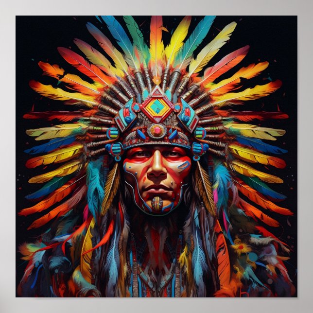 Stunning Indian head dress art print (Front)