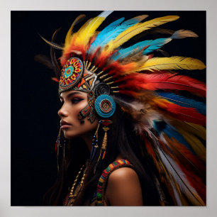 Stunning Indian head dress art print