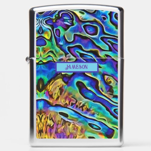 Stunning Iridescent Abalone Paua Sea Shell    Zippo Lighter