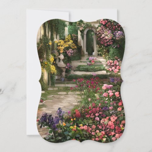 Stunning Italian Garden with Flowers Note Card