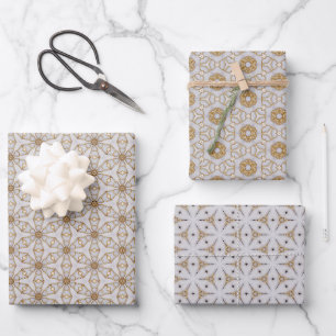 Stunning Ivory and Gold Dazzling Design  Wrapping Paper Sheets