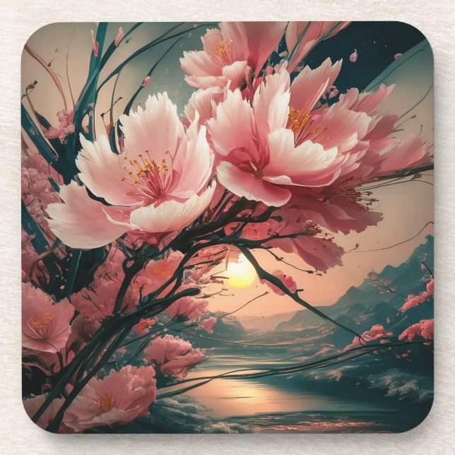Stunning Japanese Cherry Blossom Coaster (Front)