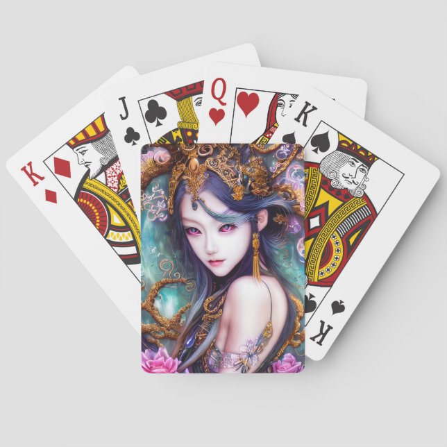 Stunning Japanese Girl Gothic Fantasy Poker Cards (Back)