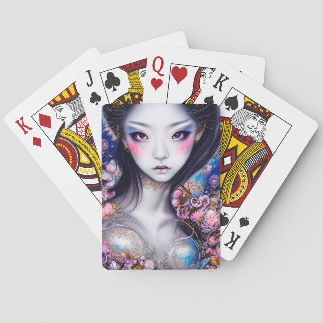 Stunning Japanese Girl Gothic Fantasy Poker Cards (Back)