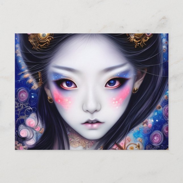 Stunning Japanese Girl Gothic Fantasy Postcard (Front)