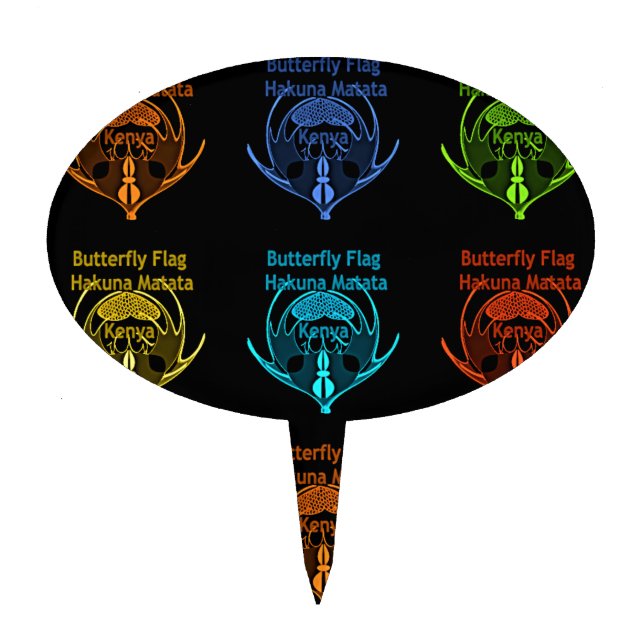 Stunning Kenyan Butterfly Flag Typography Elegant  Cake Topper (Front)