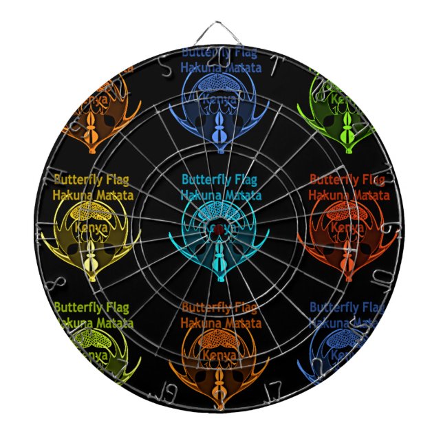 Stunning Kenyan Butterfly Flag Typography Elegant  Dart Board (Front)